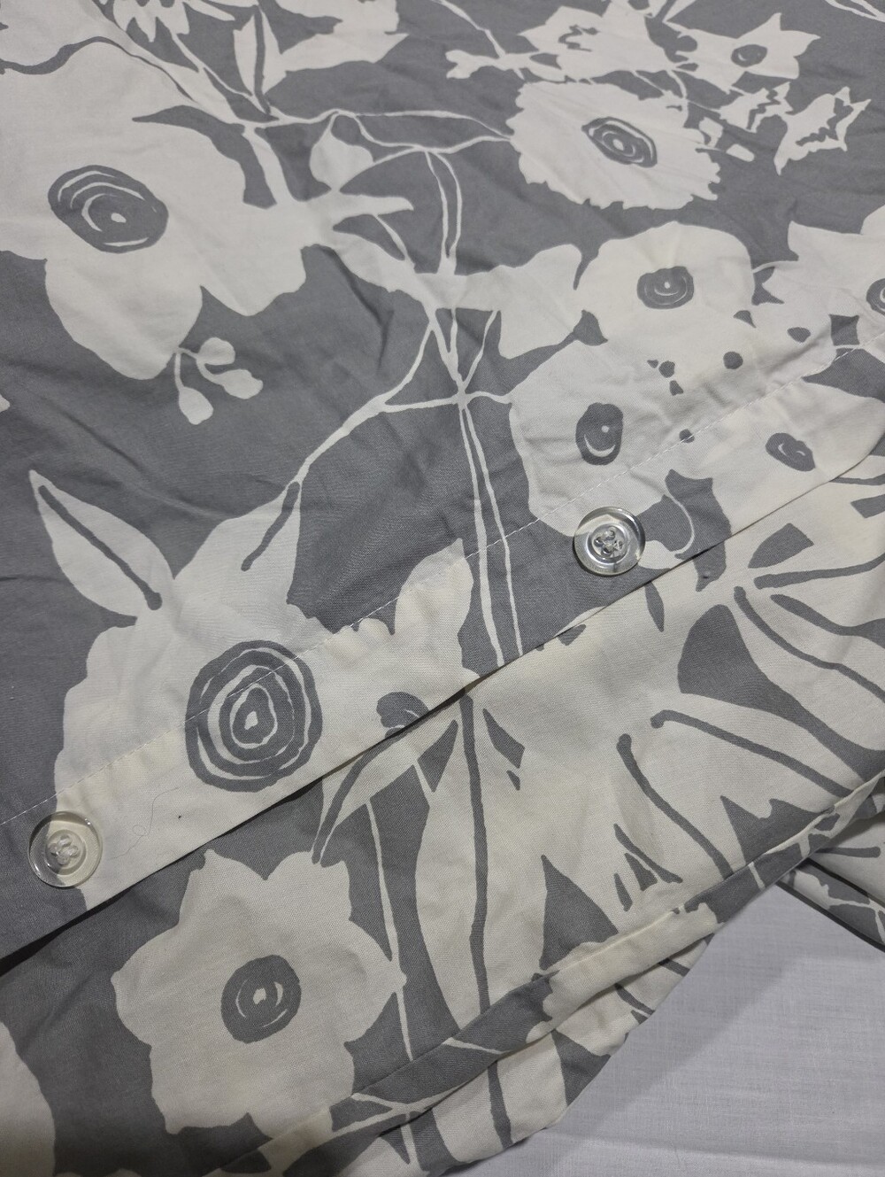 Crate & Barrel Lulu Gray Floral Full/Queen Duvet Cover 100% Cotton - Picture 4 of 6